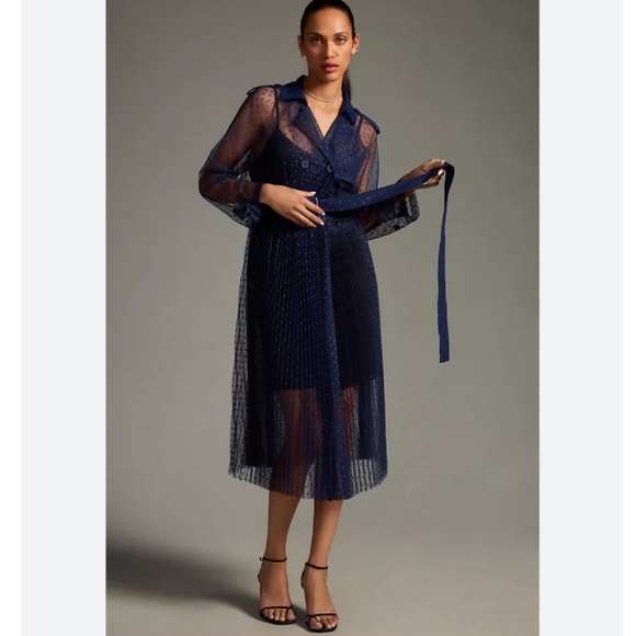 Brand New DOLAN SHEER DOT TULLE TRENCH COAT - Picture 3 of 8